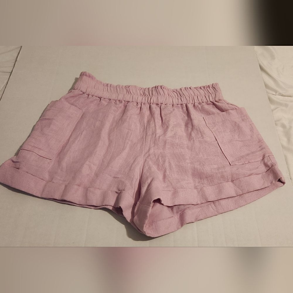 Show Me Your MuMu Disilvio Shorts Lavender Linen Blend Size Large